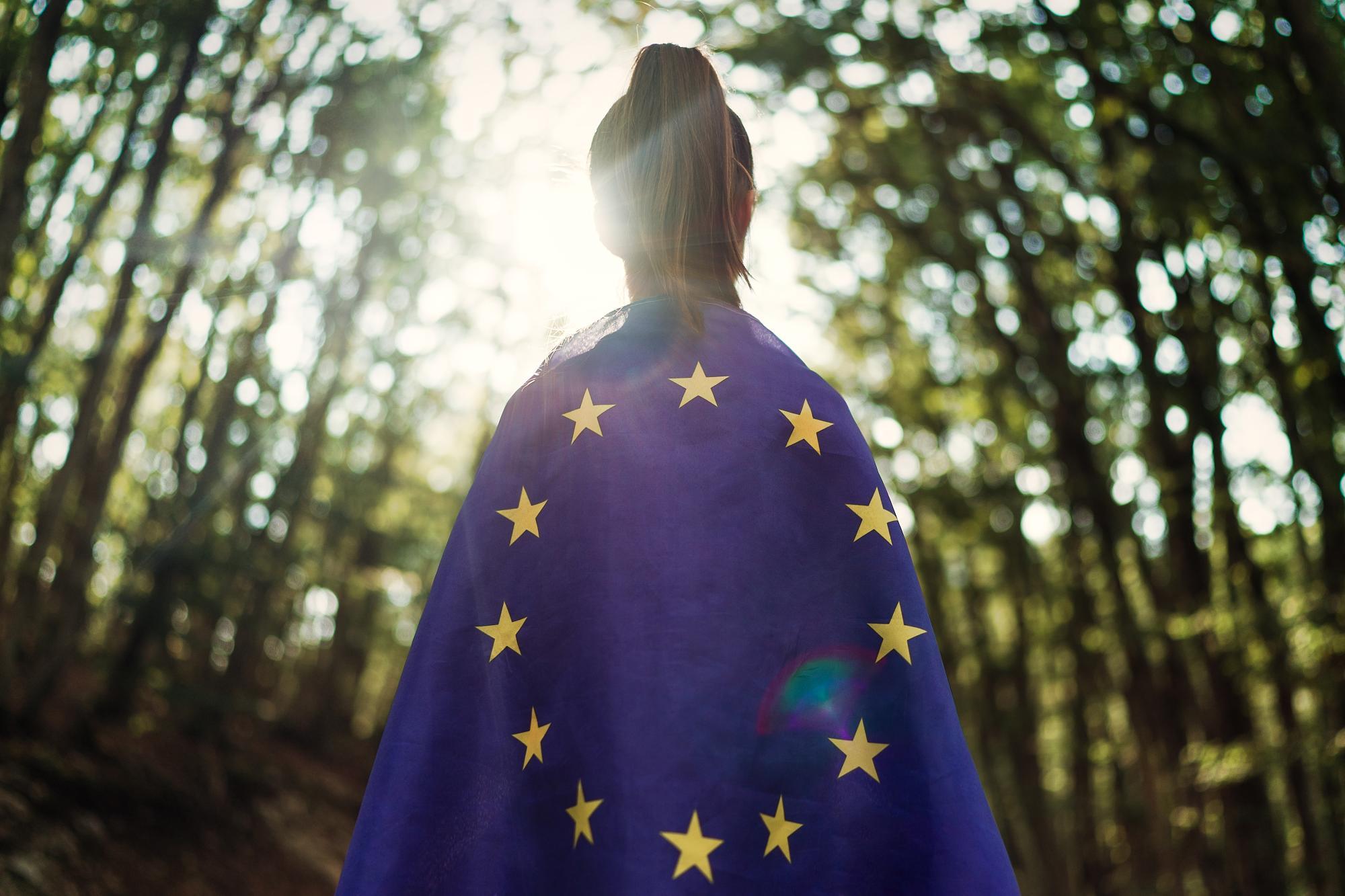 Girl with the EU flag