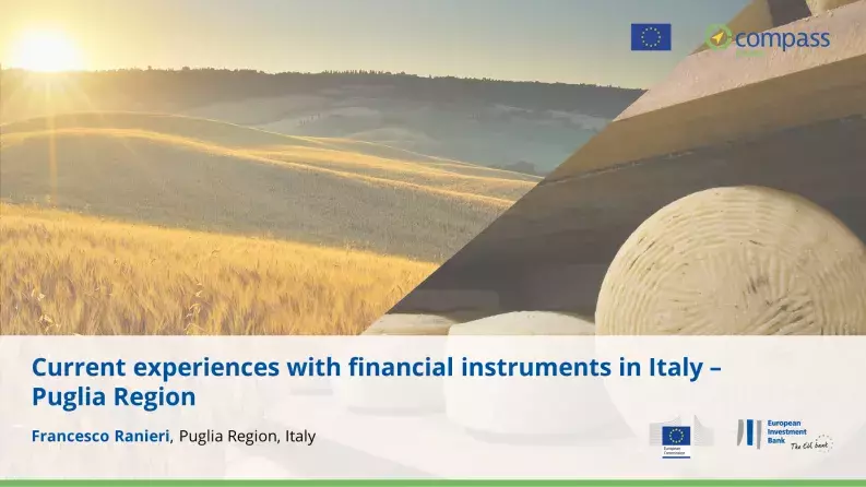 Francesco Ranieri, Responsible for monitoring, evaluation and financial instruments, Puglia Region, Italy Francesco Ranieri, Responsible for monitoring, evaluation and financial instruments, Puglia Region, Italy