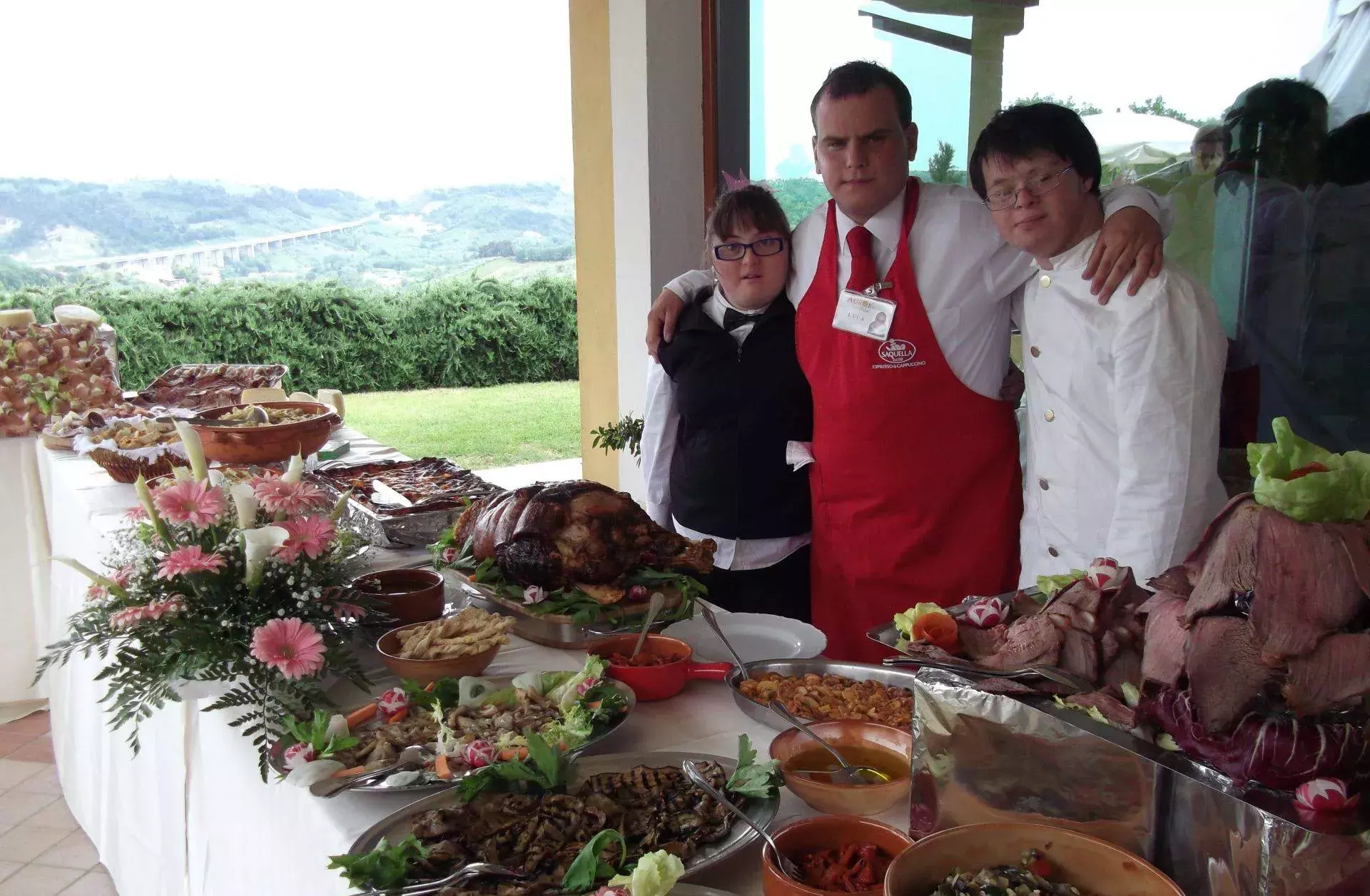 Young adults catering for an event